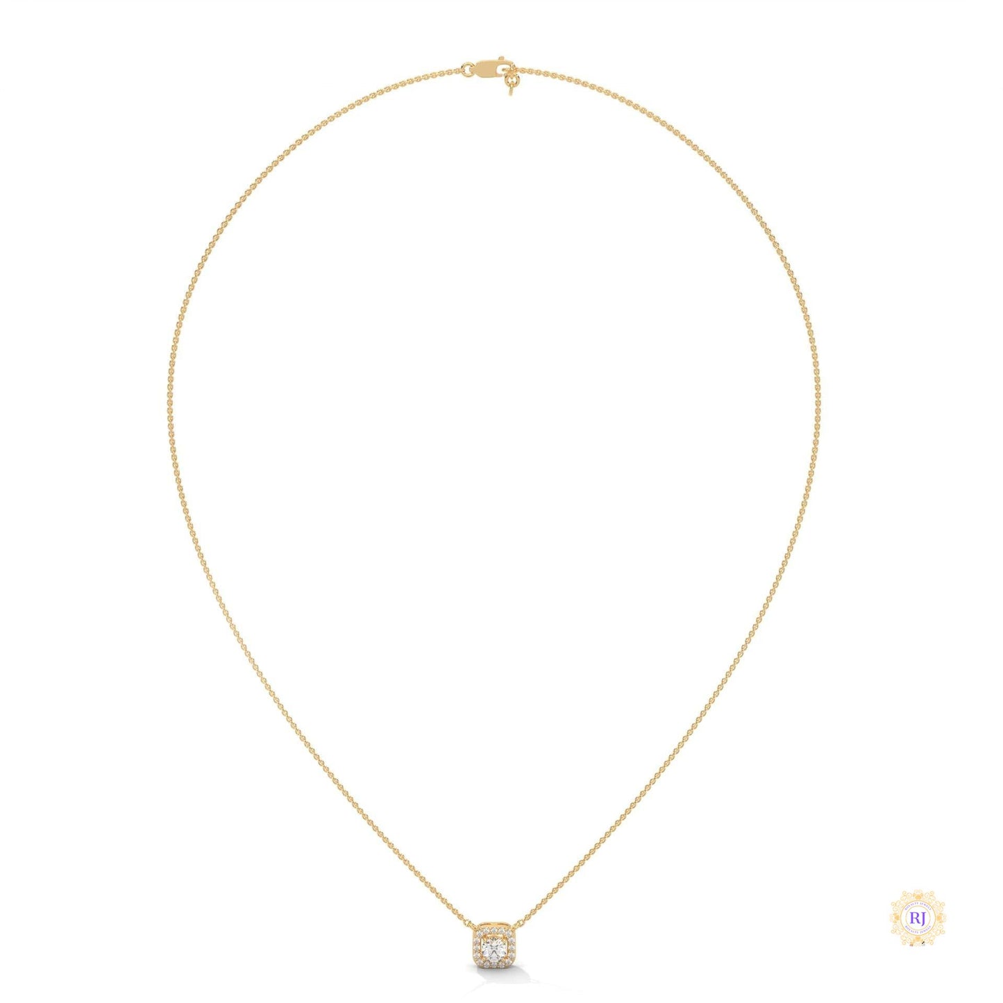 0.35 CT. Cushion Halo Diamond Pendant