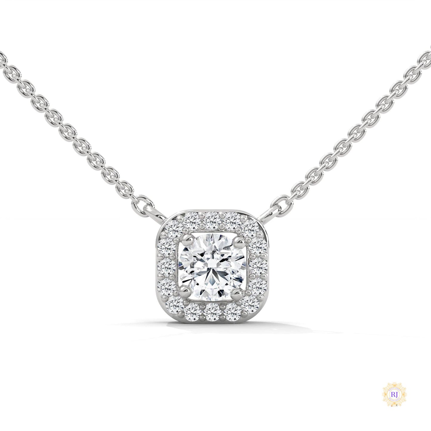 0.35 CT. Cushion Halo Diamond Pendant
