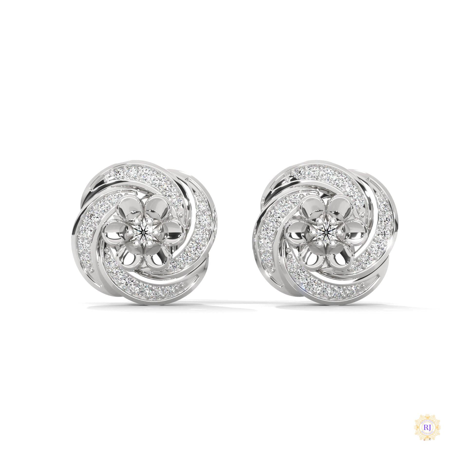 0.40 CT. Floral Cluster Diamond Stud Earrings