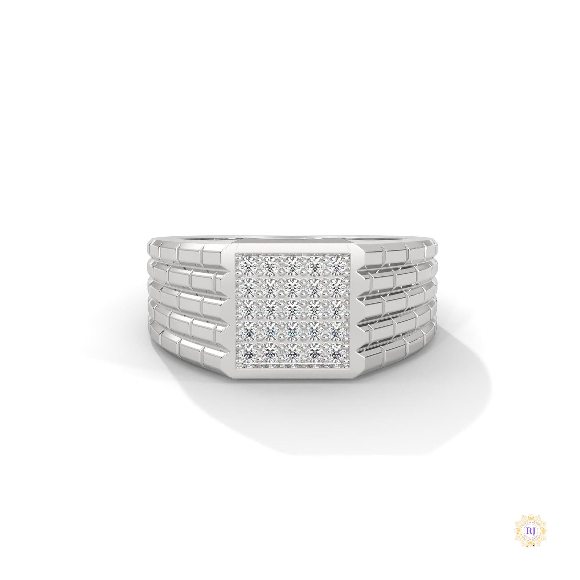 0.40 Ct. Pavé Brick-Link Lab Diamond Men’s Ring