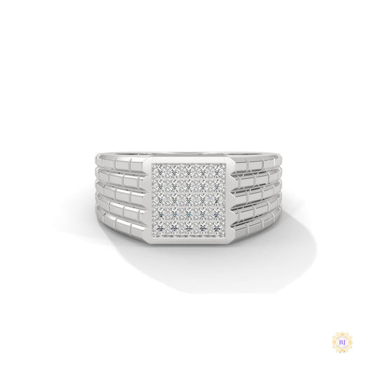 0.40 Ct. Pavé Brick-Link Lab Diamond Men’s Ring