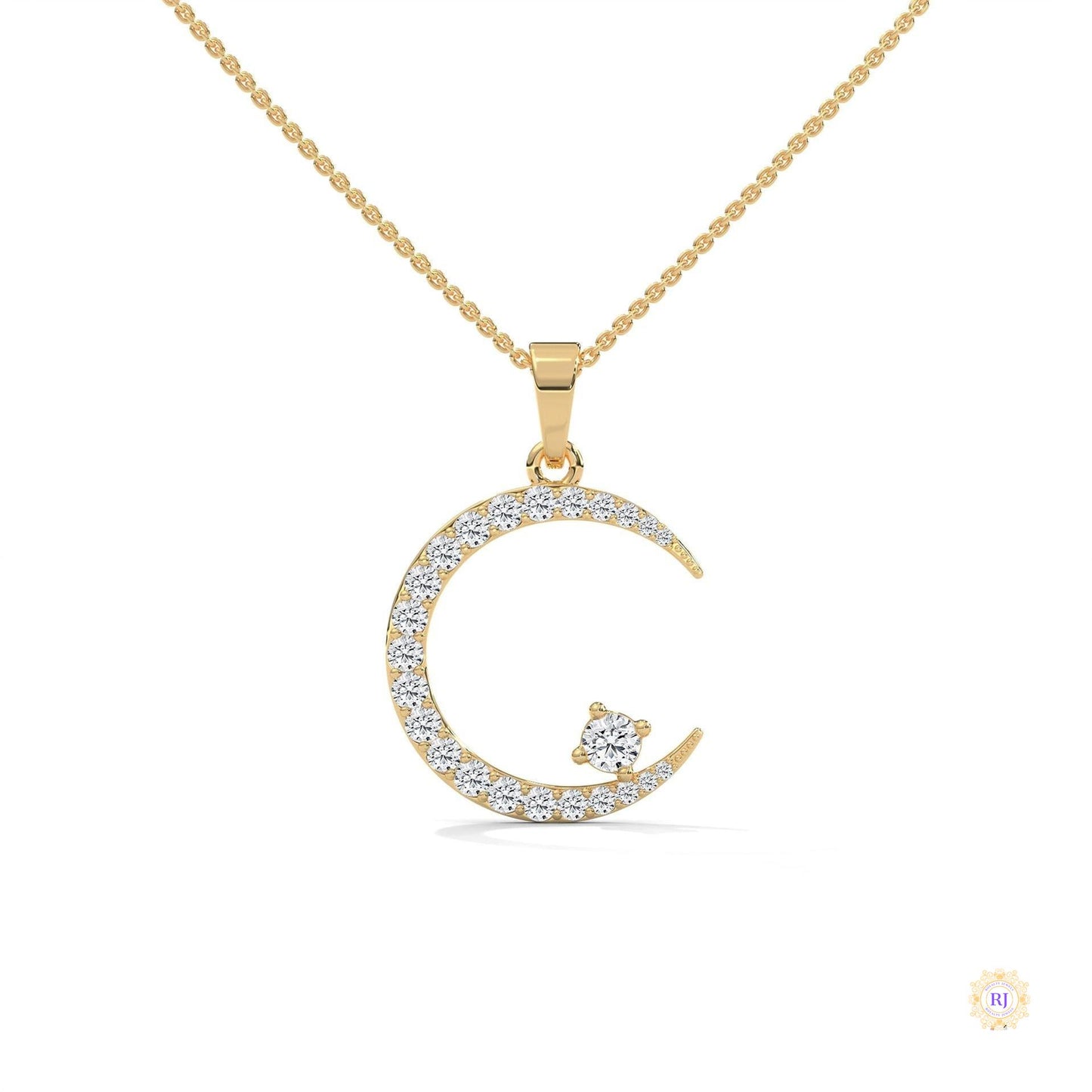 0.50 CT. Crescent Moon Diamond Pendant