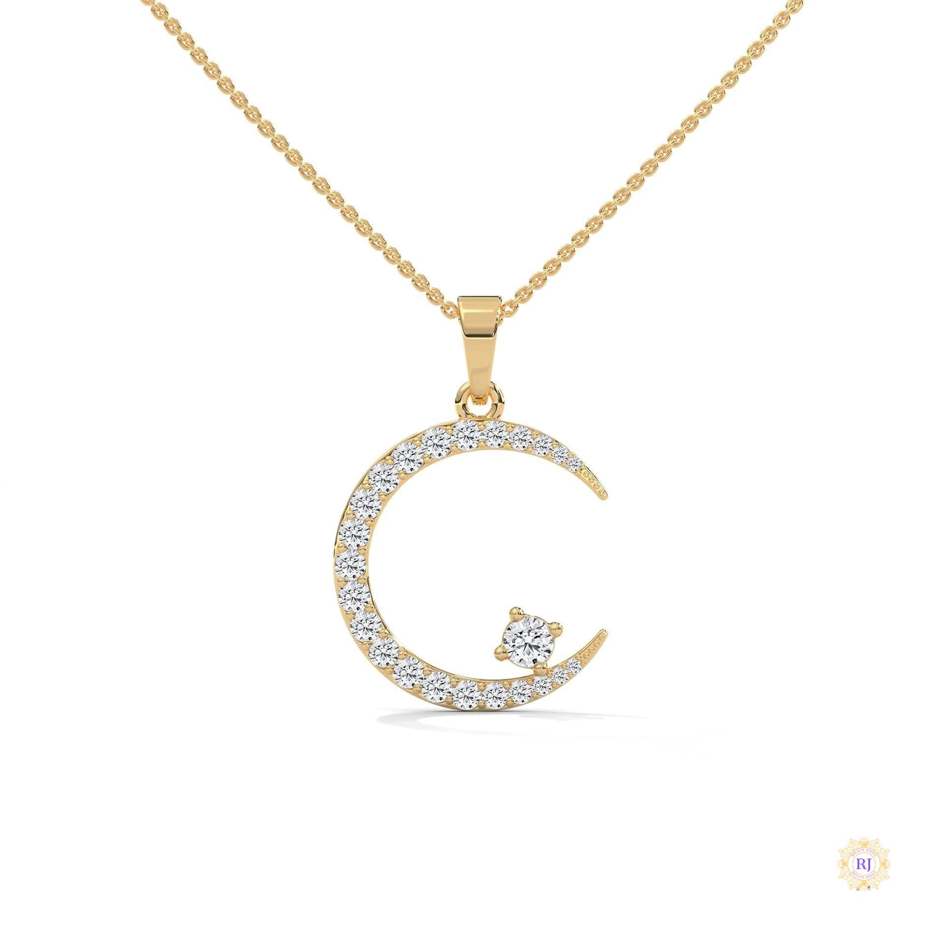 0.50 CT. Crescent Moon Diamond Pendant