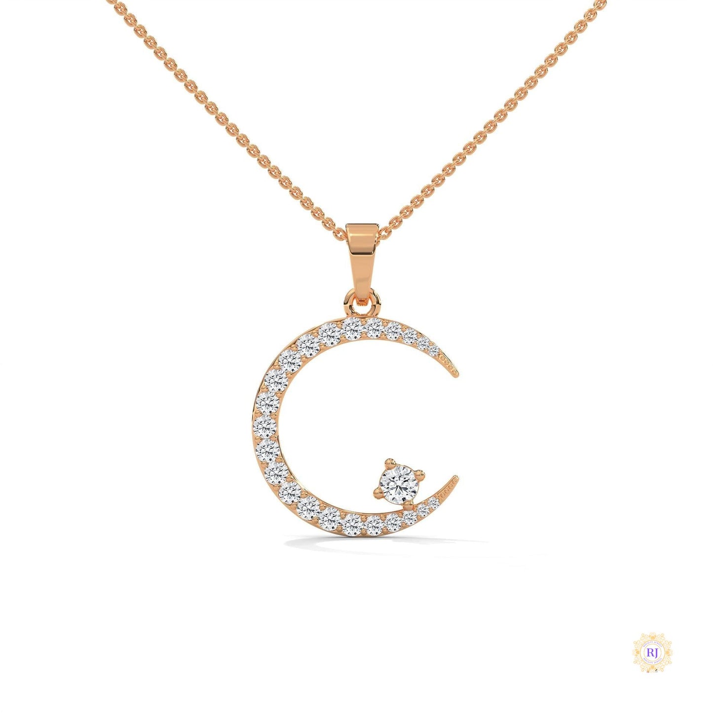 0.50 CT. Crescent Moon Diamond Pendant