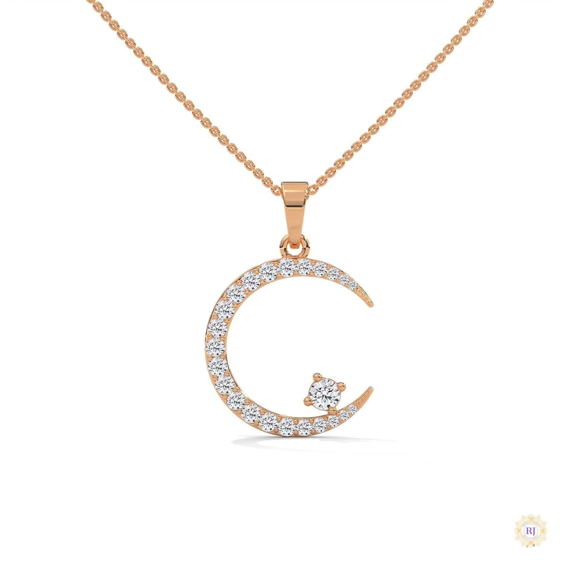 0.50 CT. Crescent Moon Diamond Pendant