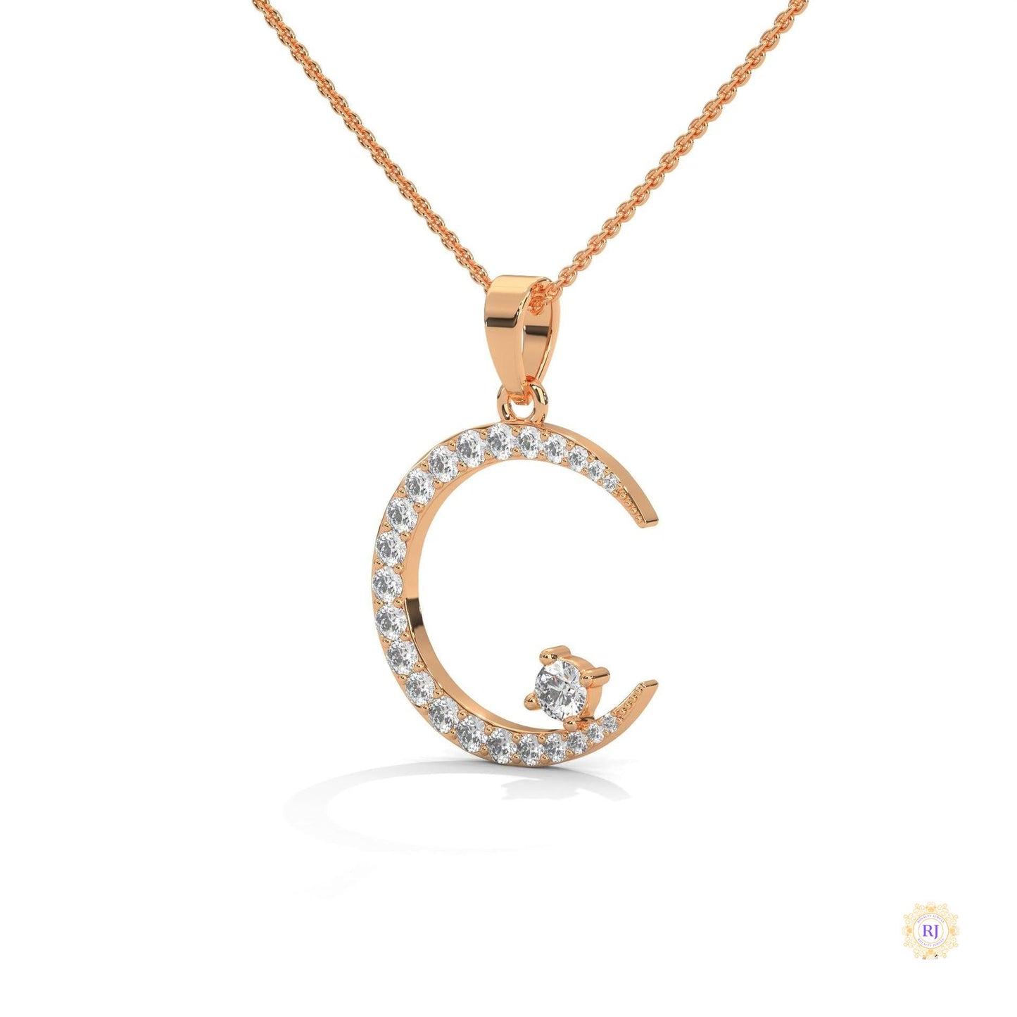 0.50 CT. Crescent Moon Diamond Pendant
