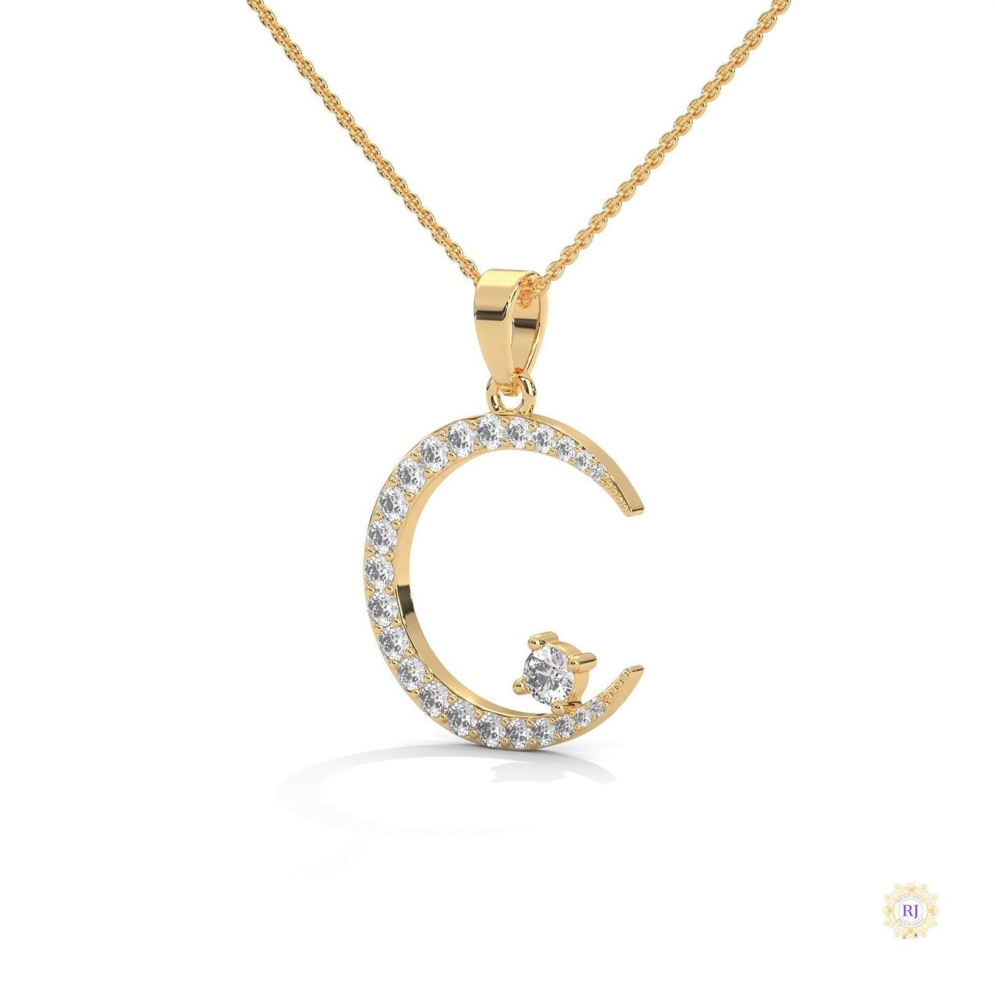 0.50 CT. Crescent Moon Diamond Pendant