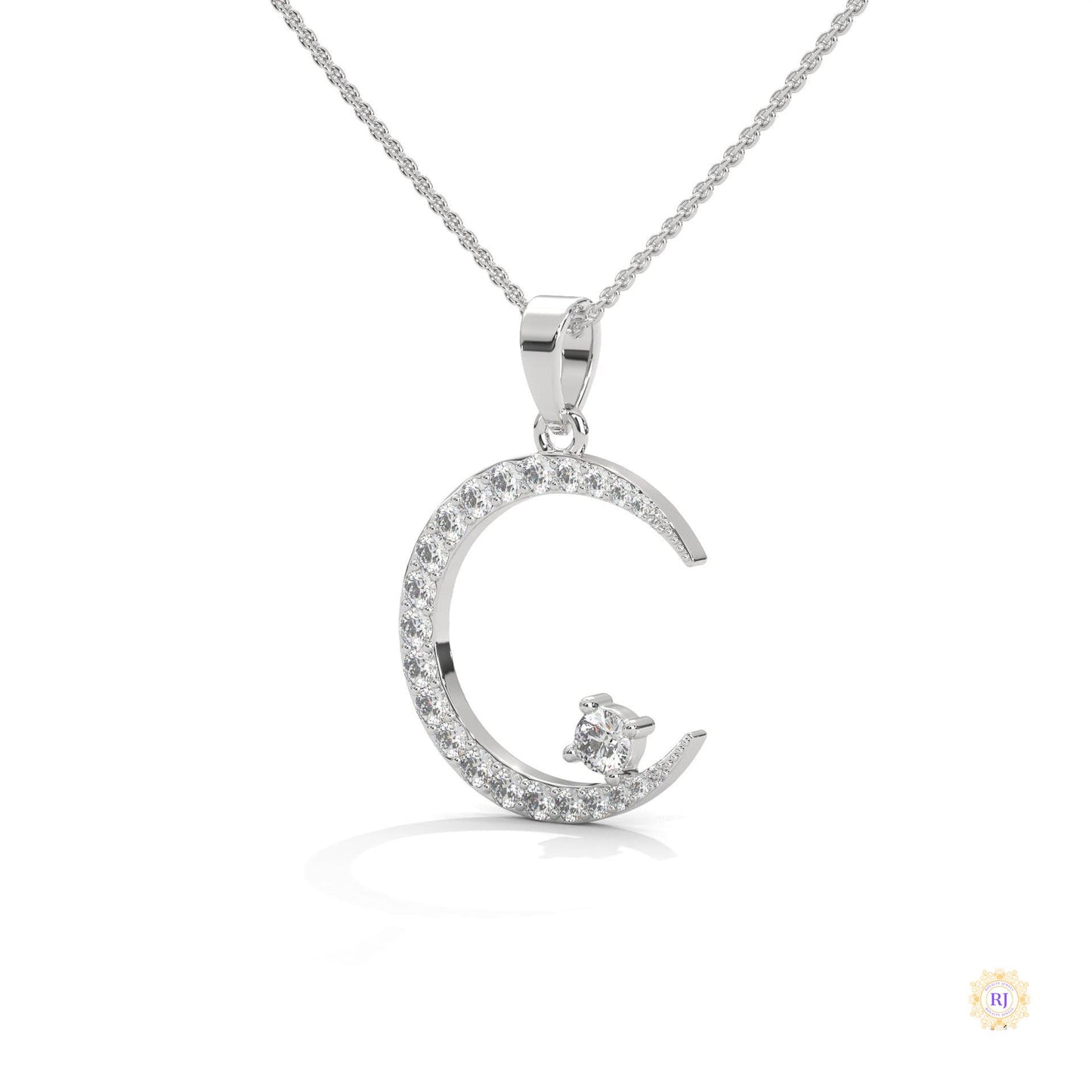 0.50 CT. Crescent Moon Diamond Pendant
