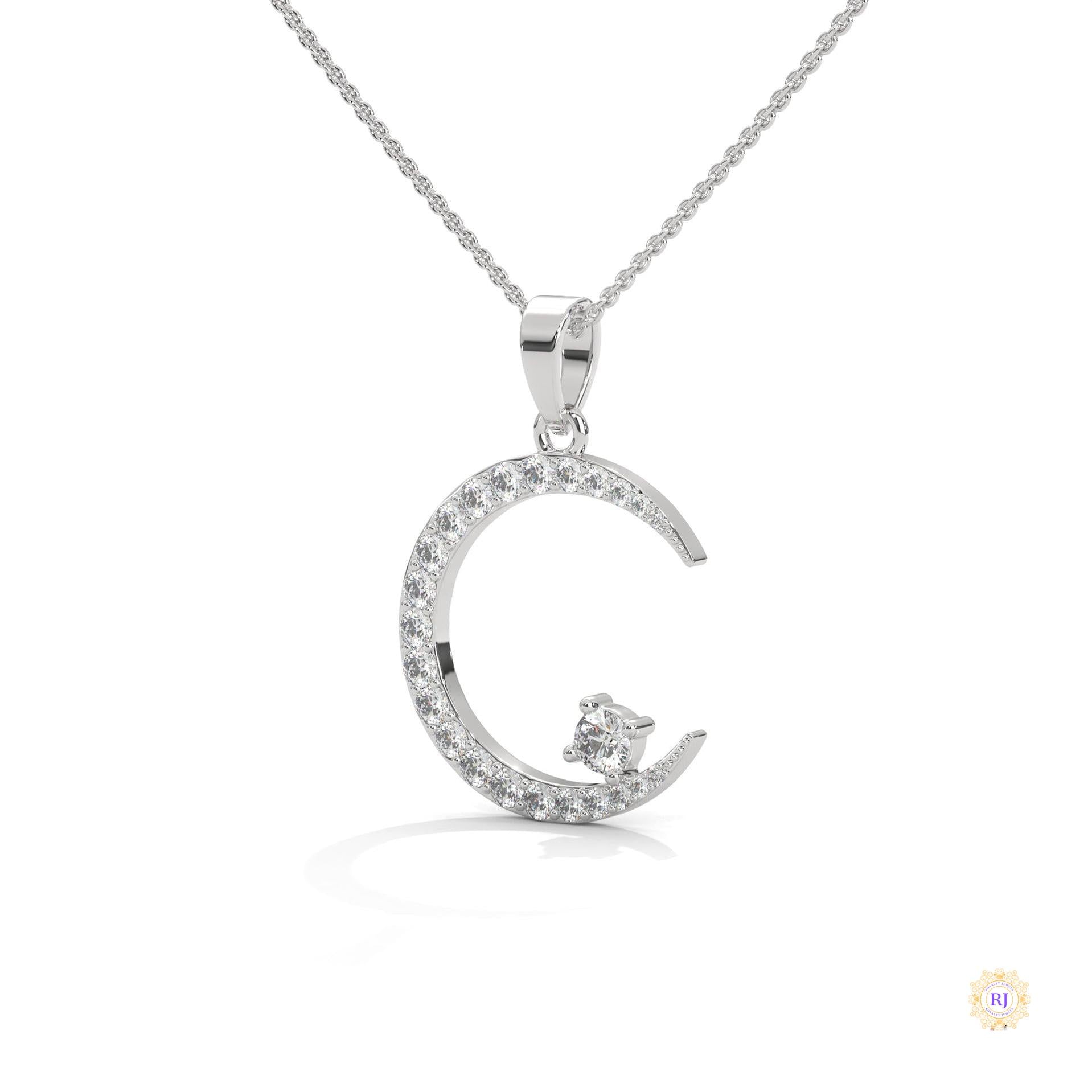 0.50 CT. Crescent Moon Diamond Pendant