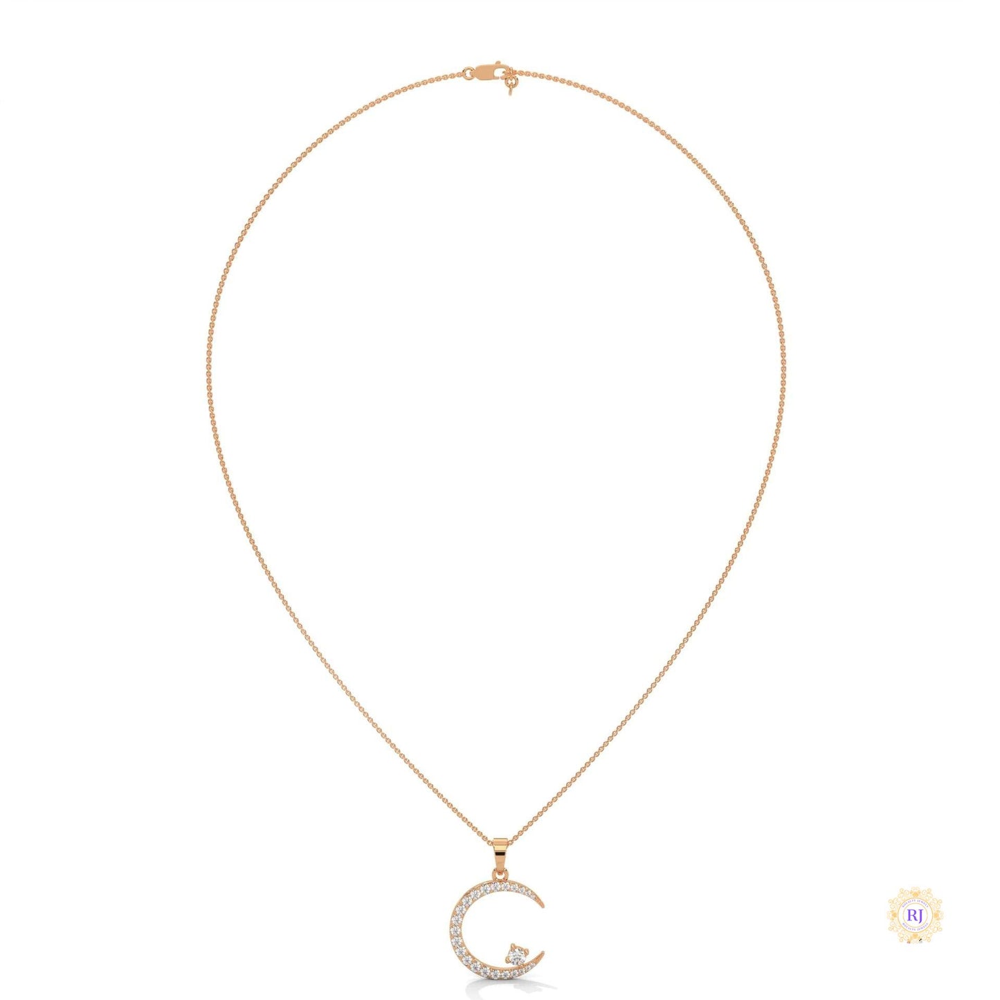 0.50 CT. Crescent Moon Diamond Pendant