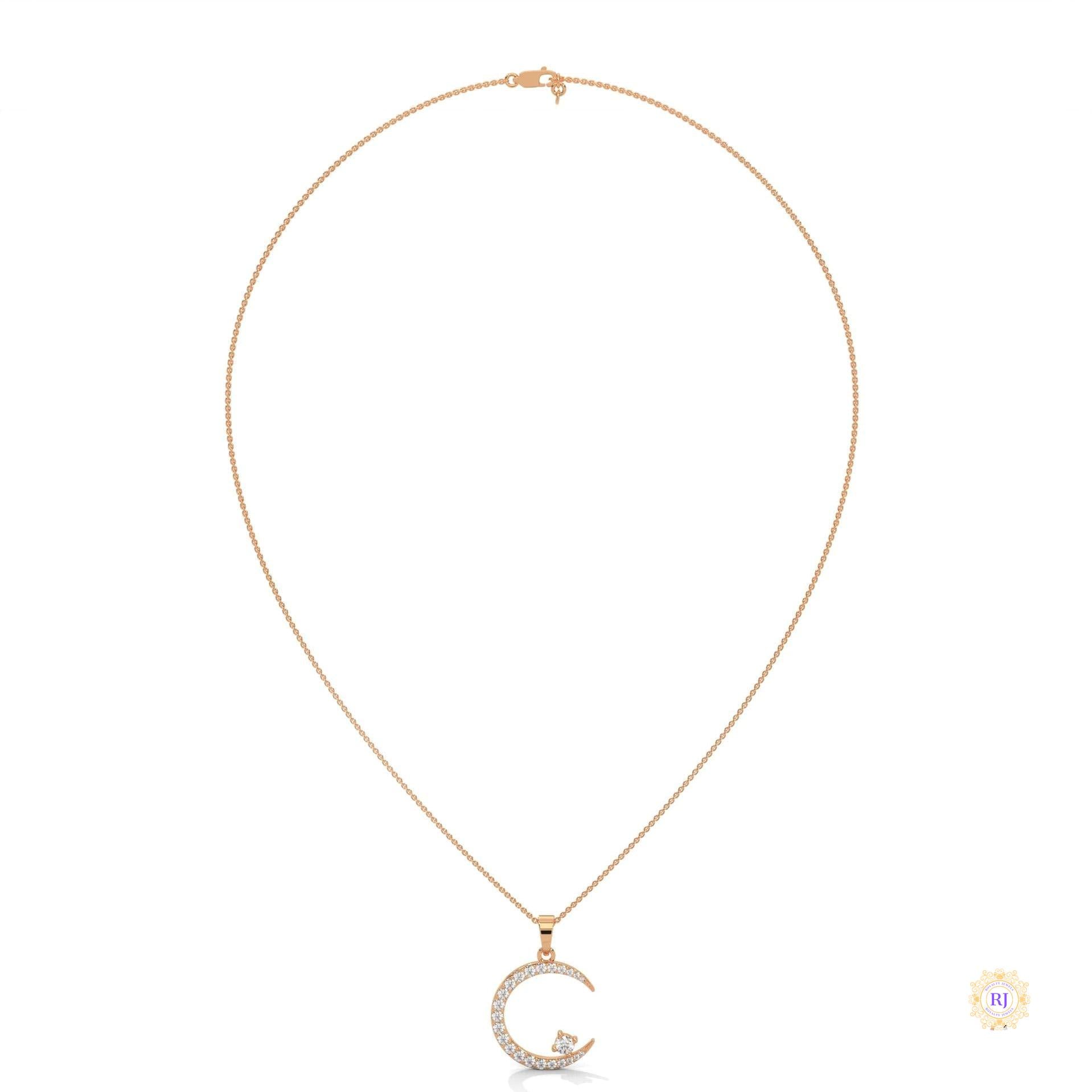 0.50 CT. Crescent Moon Diamond Pendant