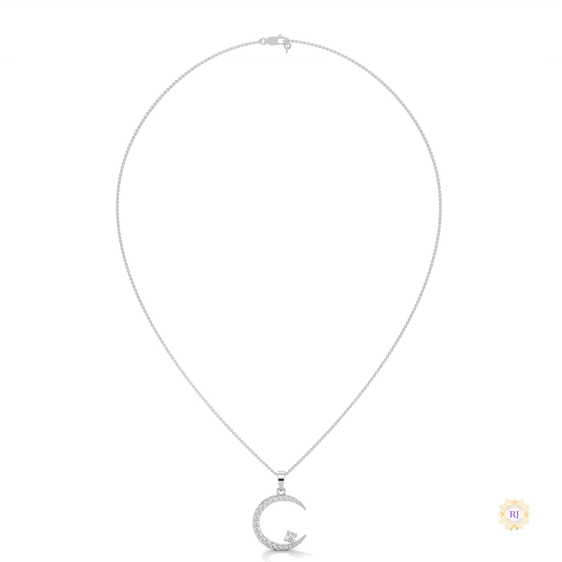 0.50 CT. Crescent Moon Diamond Pendant