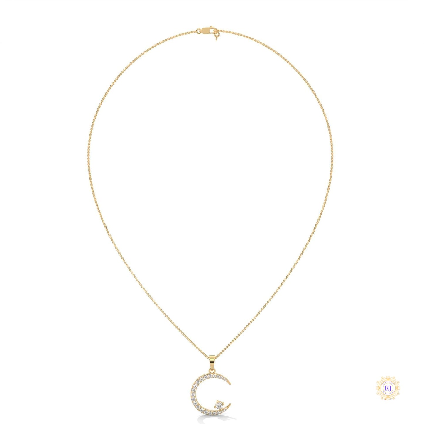 0.50 CT. Crescent Moon Diamond Pendant