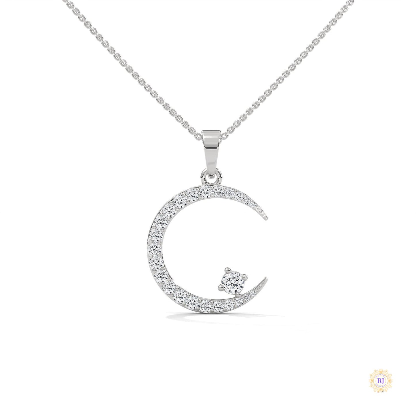 0.50 CT. Crescent Moon Diamond Pendant