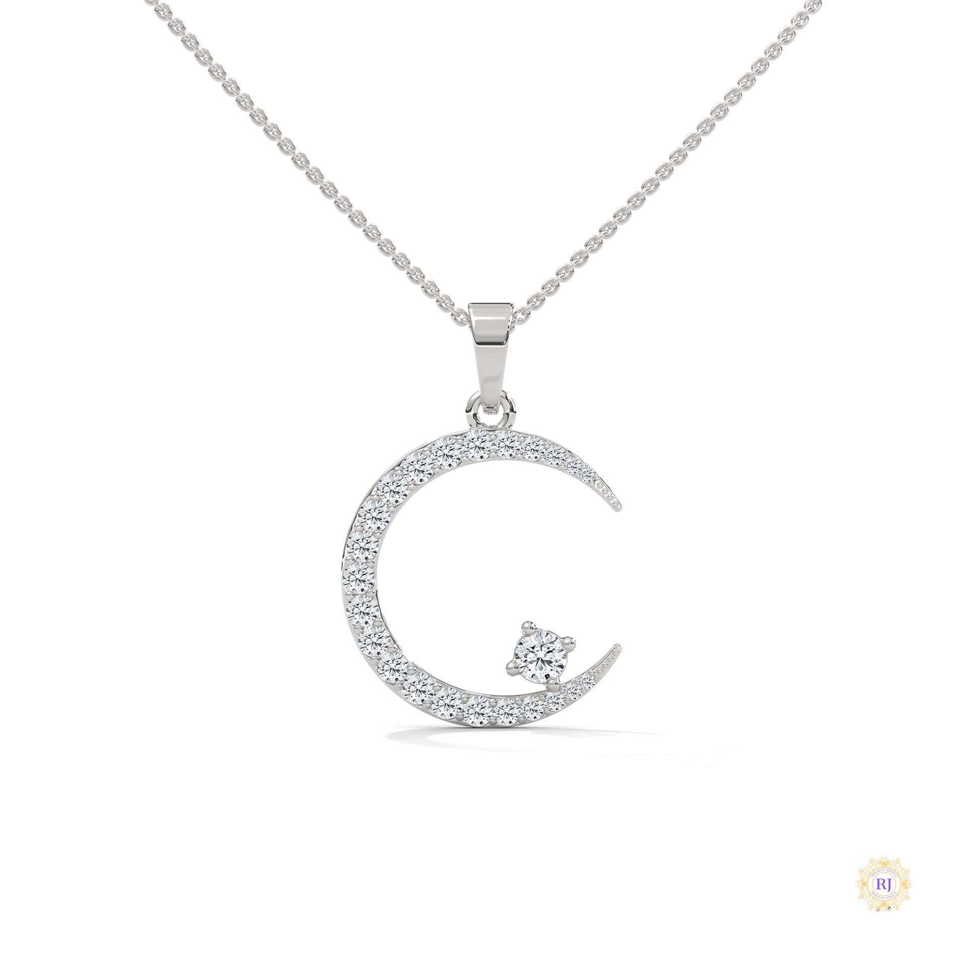 0.50 CT. Crescent Moon Diamond Pendant