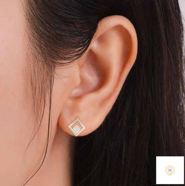 0.50 CT. Diamond Geometric Stud Earrings