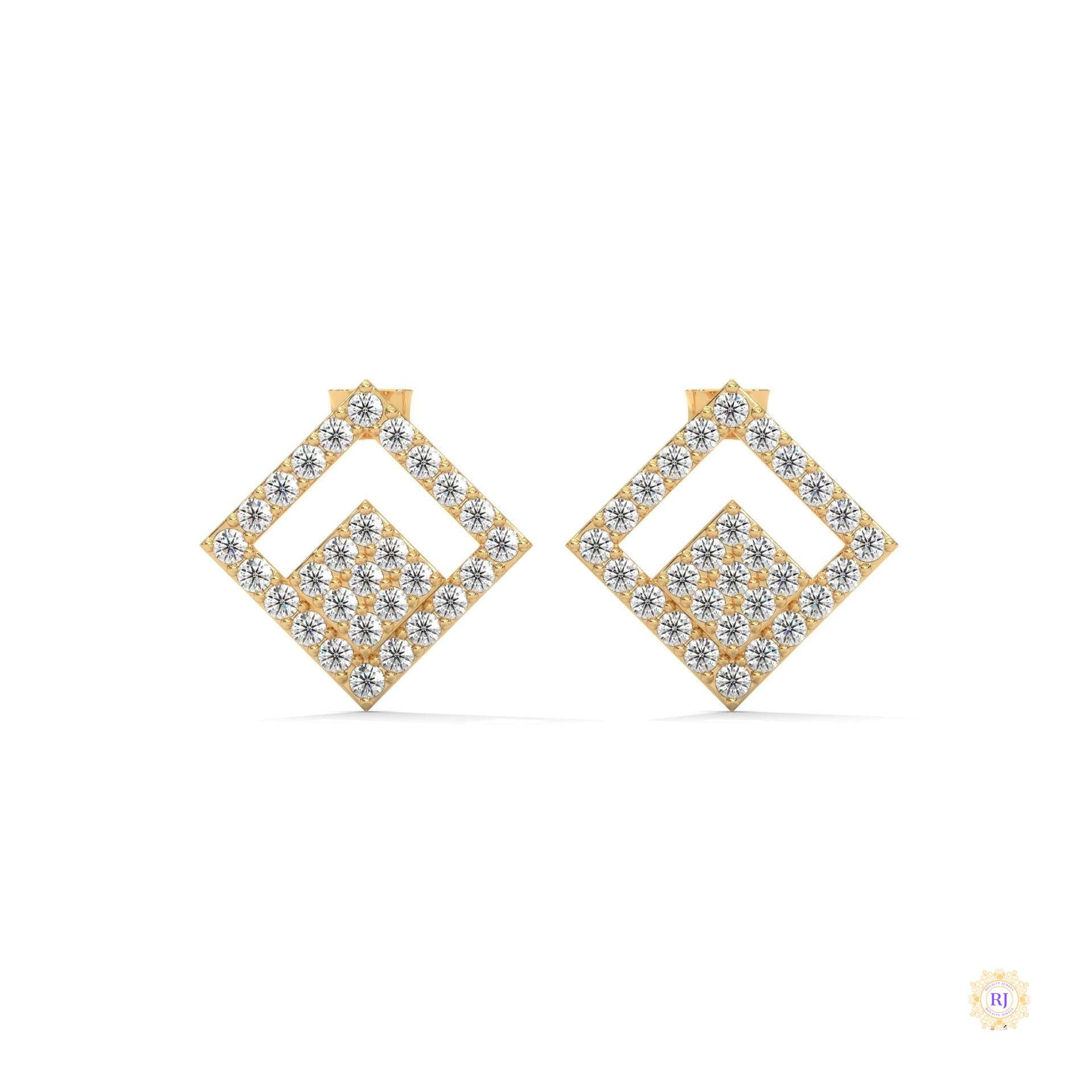0.50 CT. Diamond Geometric Stud Earrings