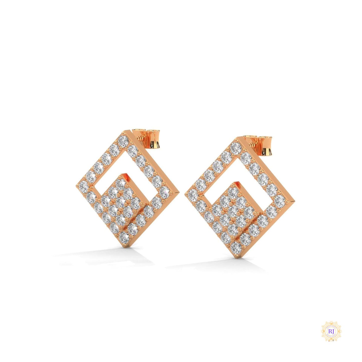0.50 CT. Diamond Geometric Stud Earrings