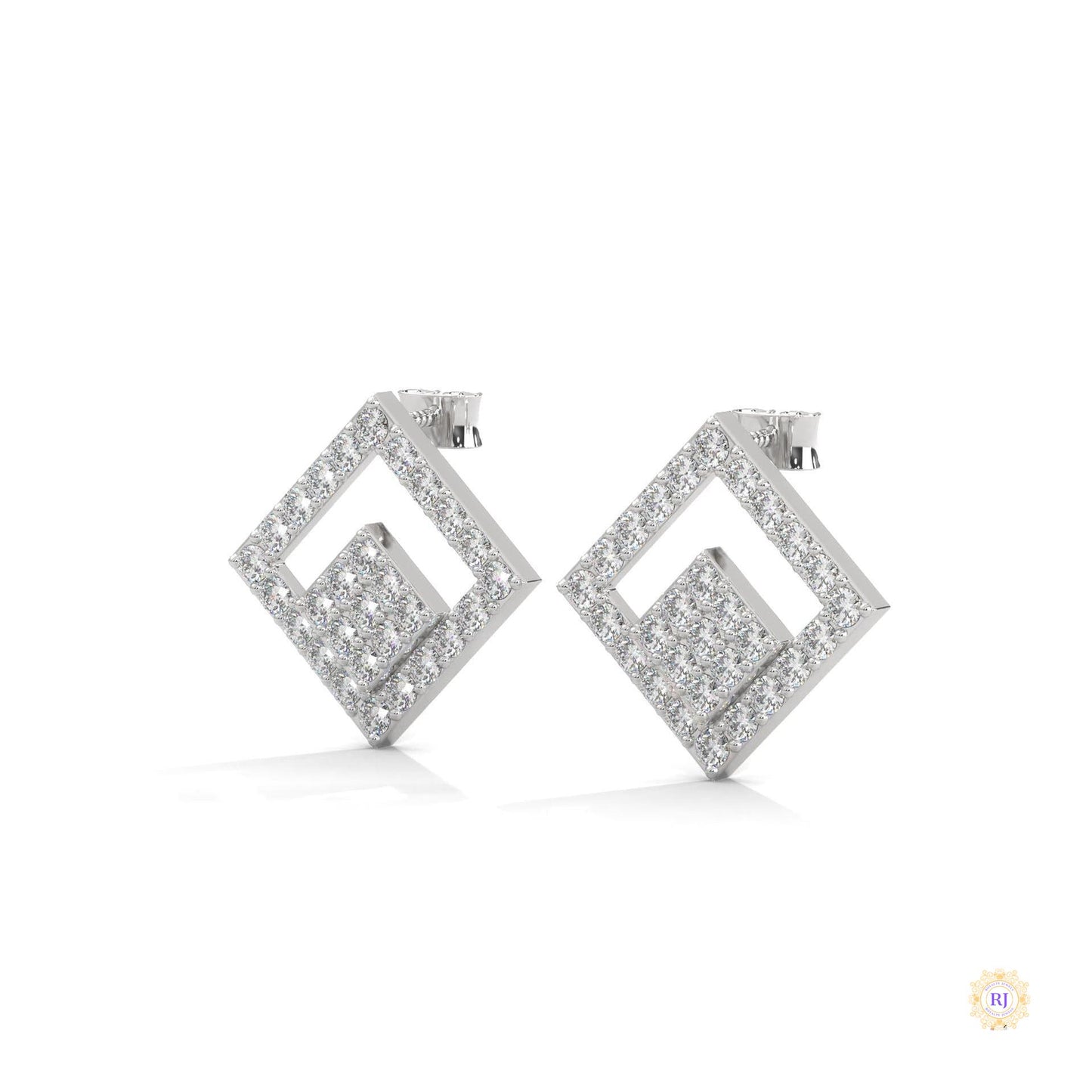 0.50 CT. Diamond Geometric Stud Earrings