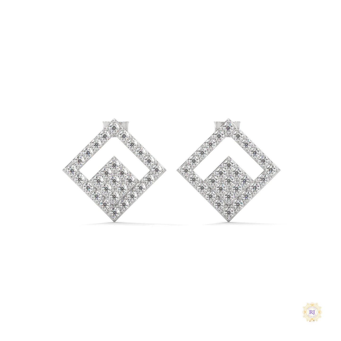 0.50 CT. Diamond Geometric Stud Earrings