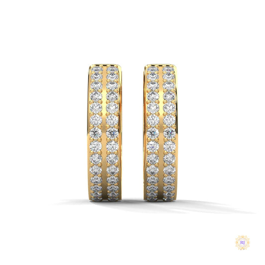 0.50 CT. Double Row Diamond Hoop Earrings