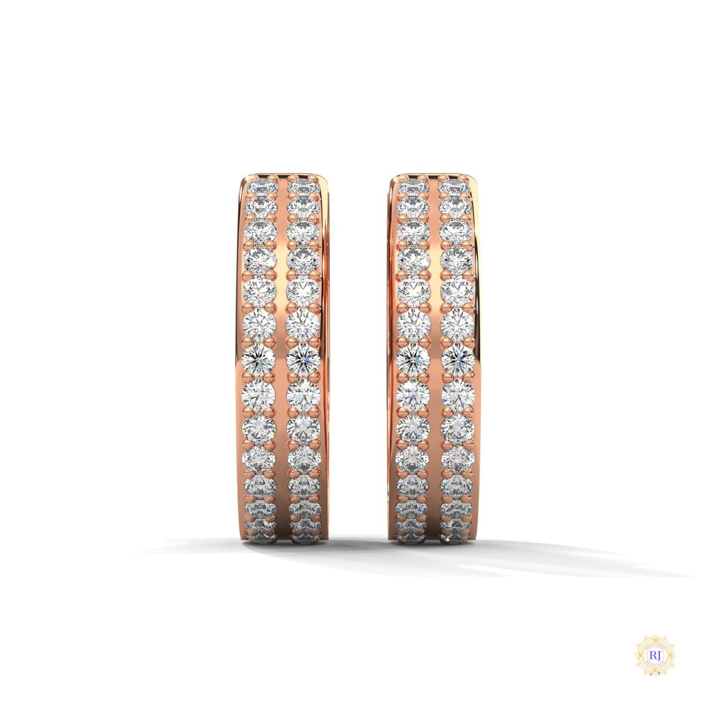 0.50 CT. Double Row Diamond Hoop Earrings