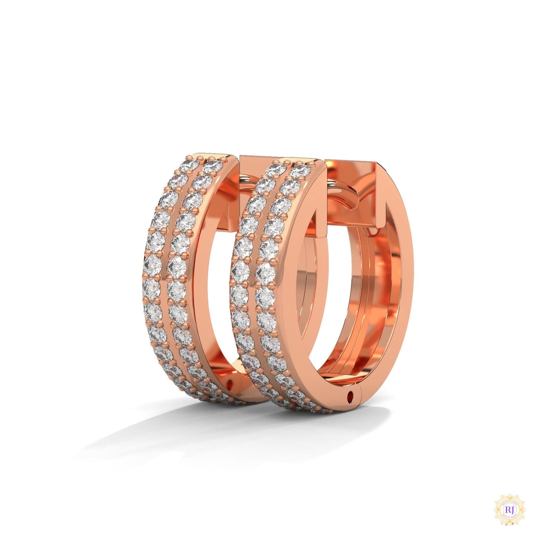 0.50 CT. Double Row Diamond Hoop Earrings