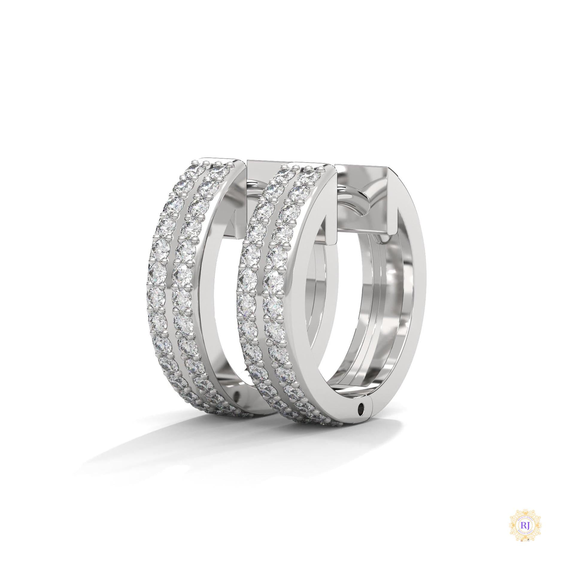 0.50 CT. Double Row Diamond Hoop Earrings
