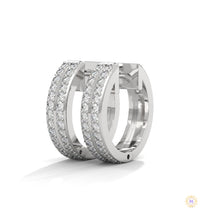 0.50 CT. Double Row Diamond Hoop Earrings