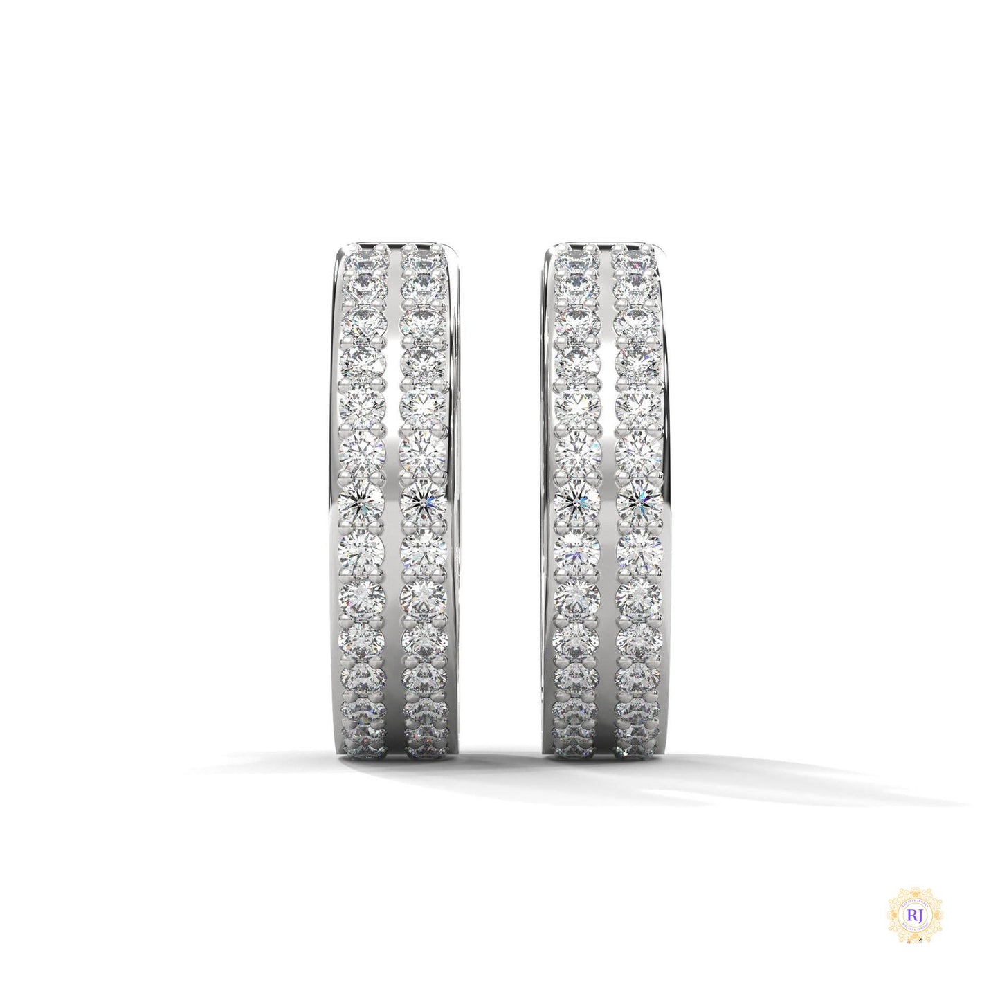 0.50 CT. Double Row Diamond Hoop Earrings