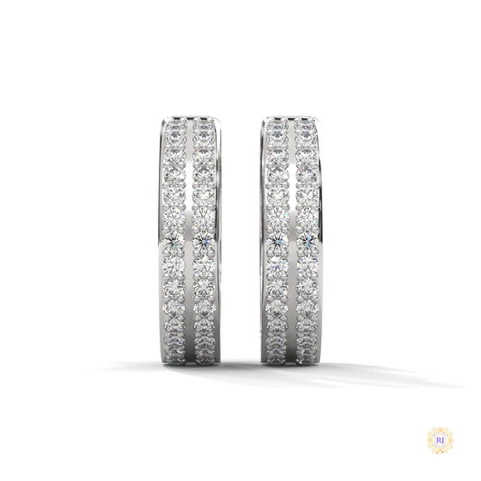 0.50 CT. Double Row Diamond Hoop Earrings