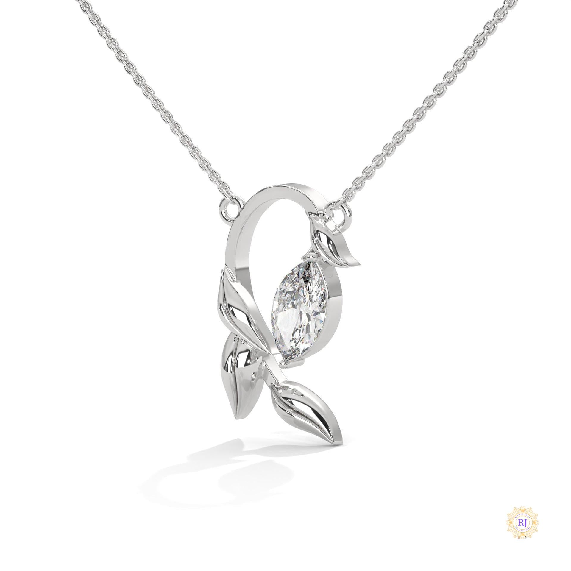 0.50 CT. Floral Marquise Diamond Pendant