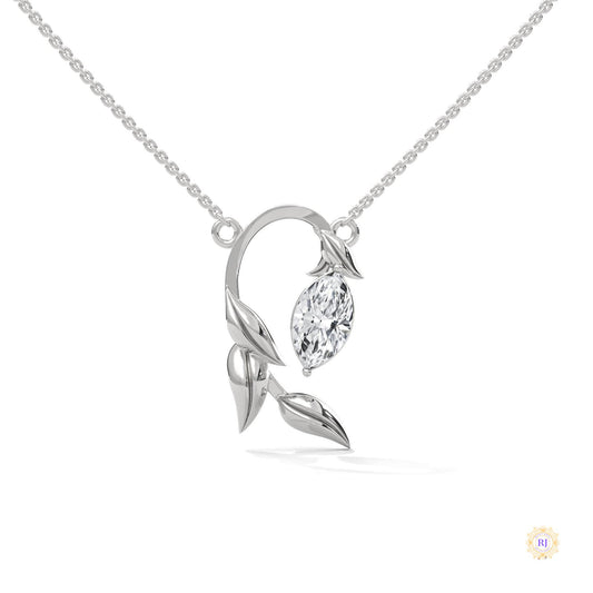 0.50 CT. Floral Marquise Diamond Pendant