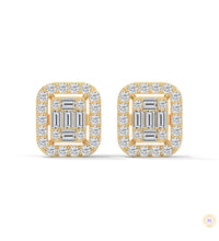 0.60 CT. Baguette Diamond Halo Stud Earrings