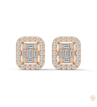 0.60 CT. Baguette Diamond Halo Stud Earrings