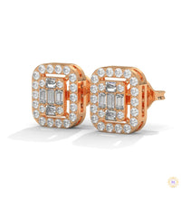0.60 CT. Baguette Diamond Halo Stud Earrings