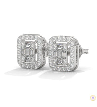 0.60 CT. Baguette Diamond Halo Stud Earrings