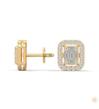 0.60 CT. Baguette Diamond Halo Stud Earrings