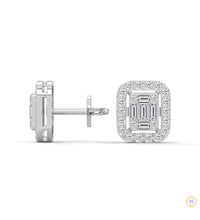 0.60 CT. Baguette Diamond Halo Stud Earrings