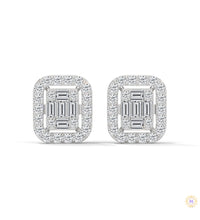 0.60 CT. Baguette Diamond Halo Stud Earrings