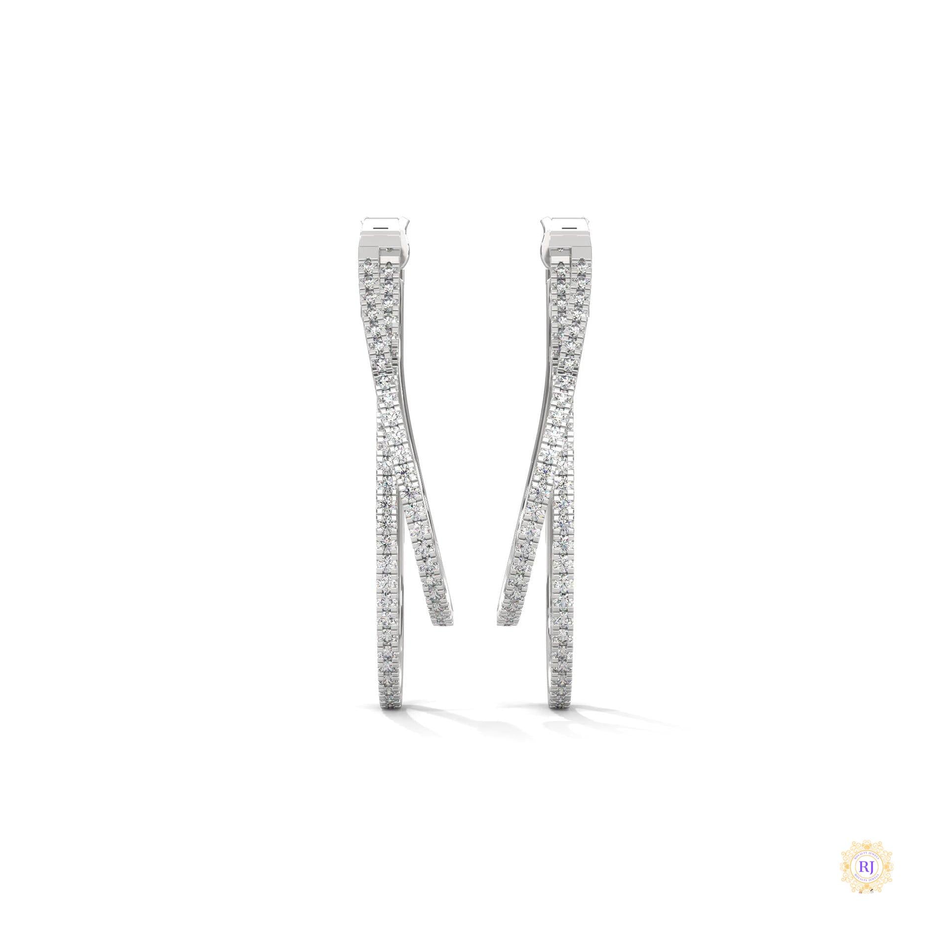 0.60 CT. Diamond Double Teardrop Hoop Earrings