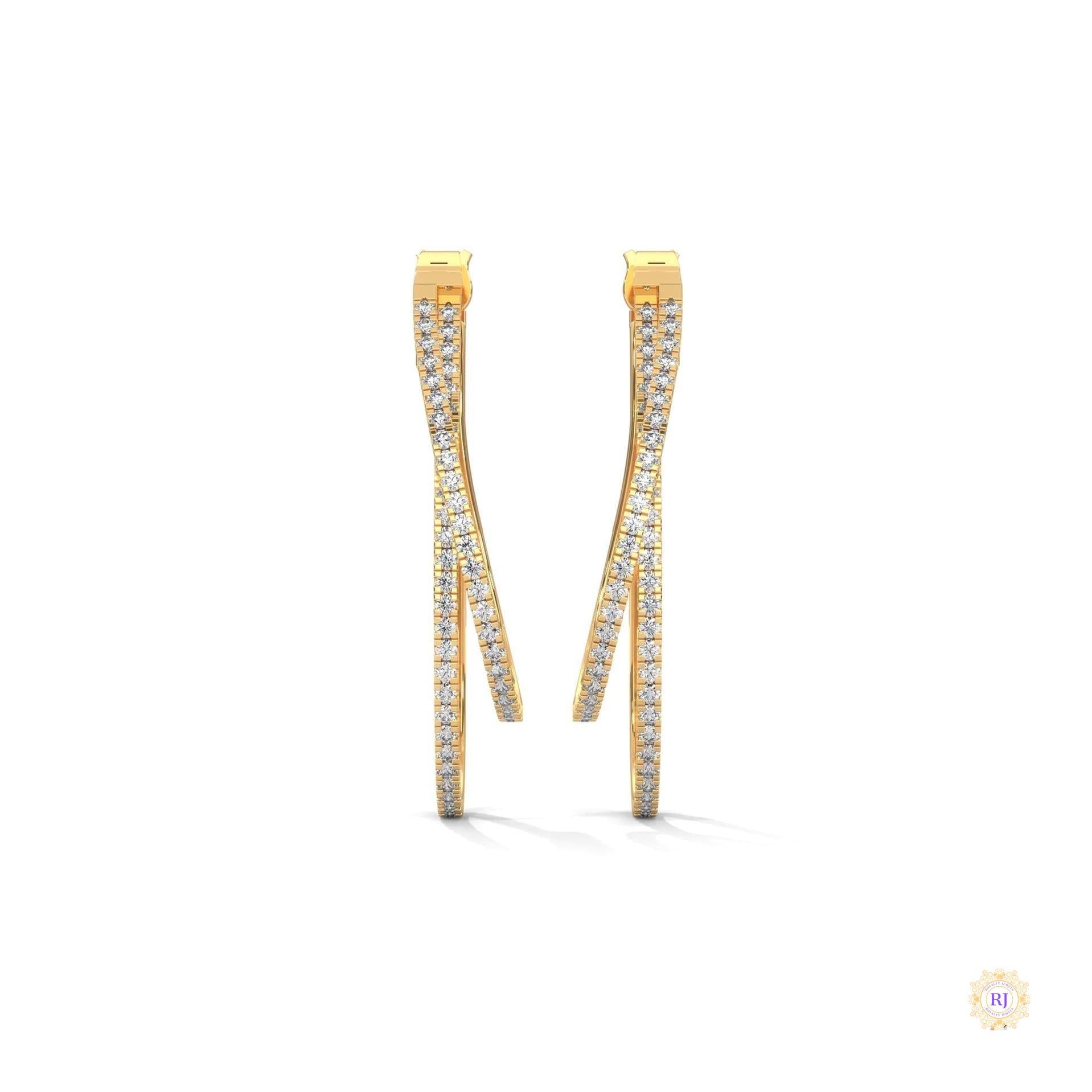 0.60 CT. Diamond Double Teardrop Hoop Earrings