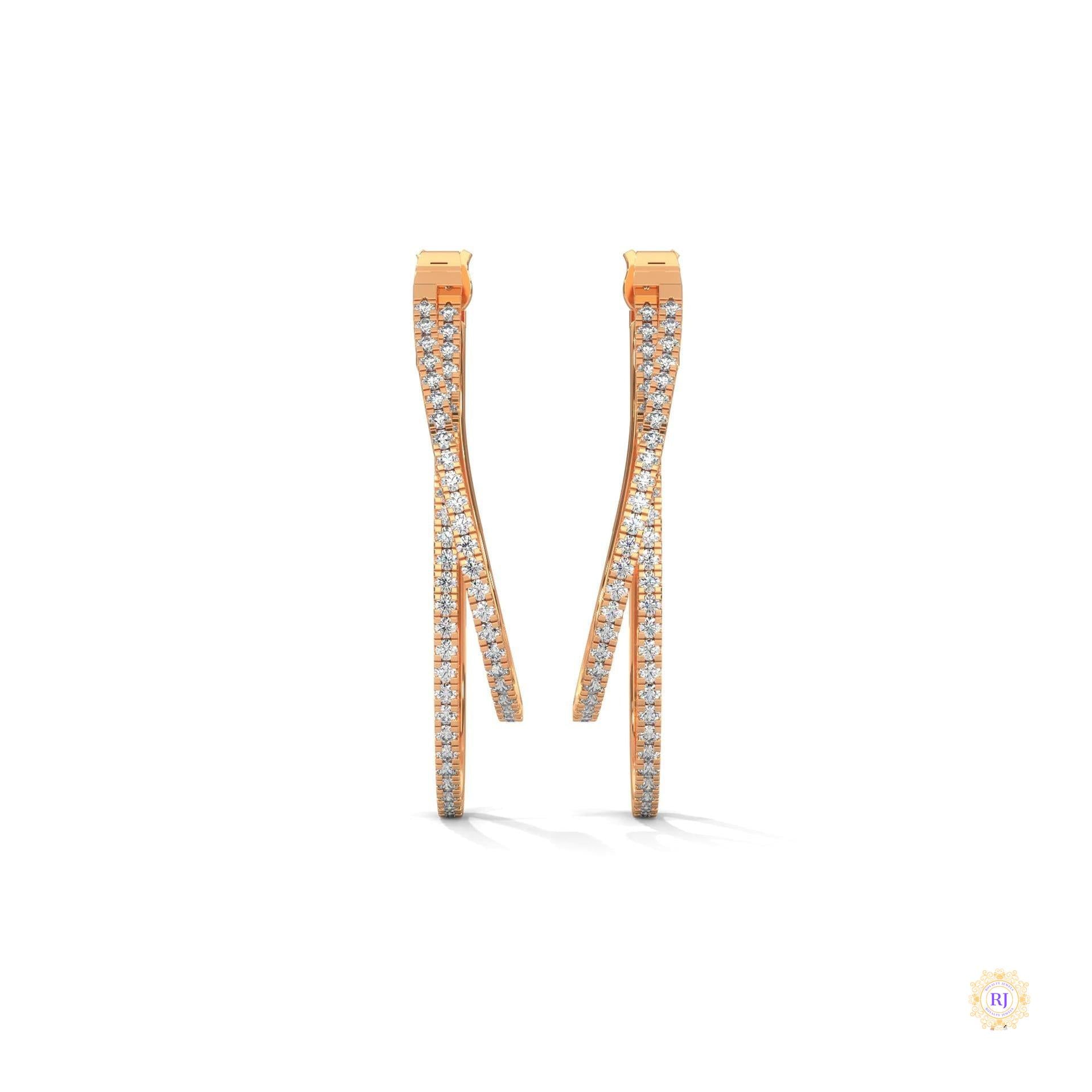 0.60 CT. Diamond Double Teardrop Hoop Earrings