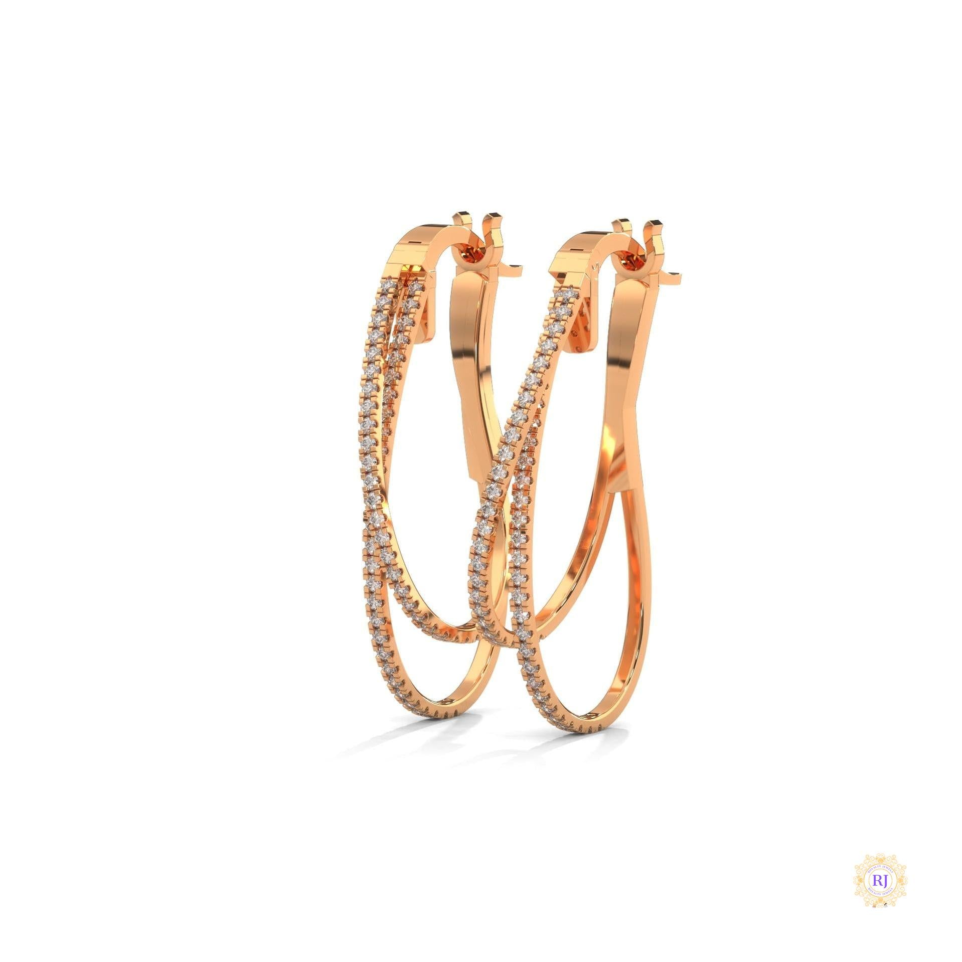 0.60 CT. Diamond Double Teardrop Hoop Earrings