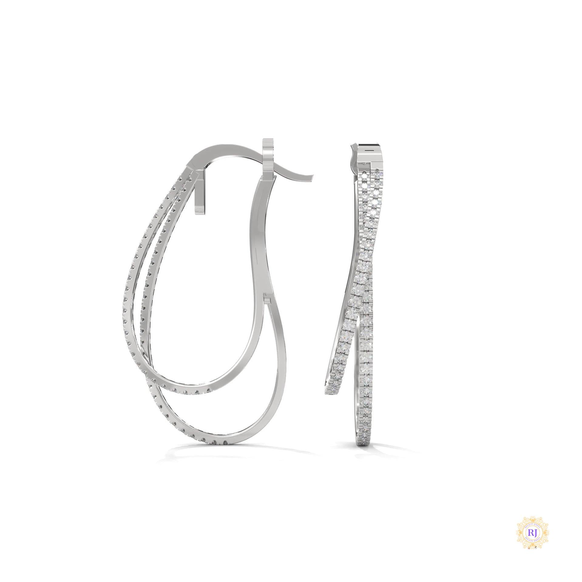 0.60 CT. Diamond Double Teardrop Hoop Earrings