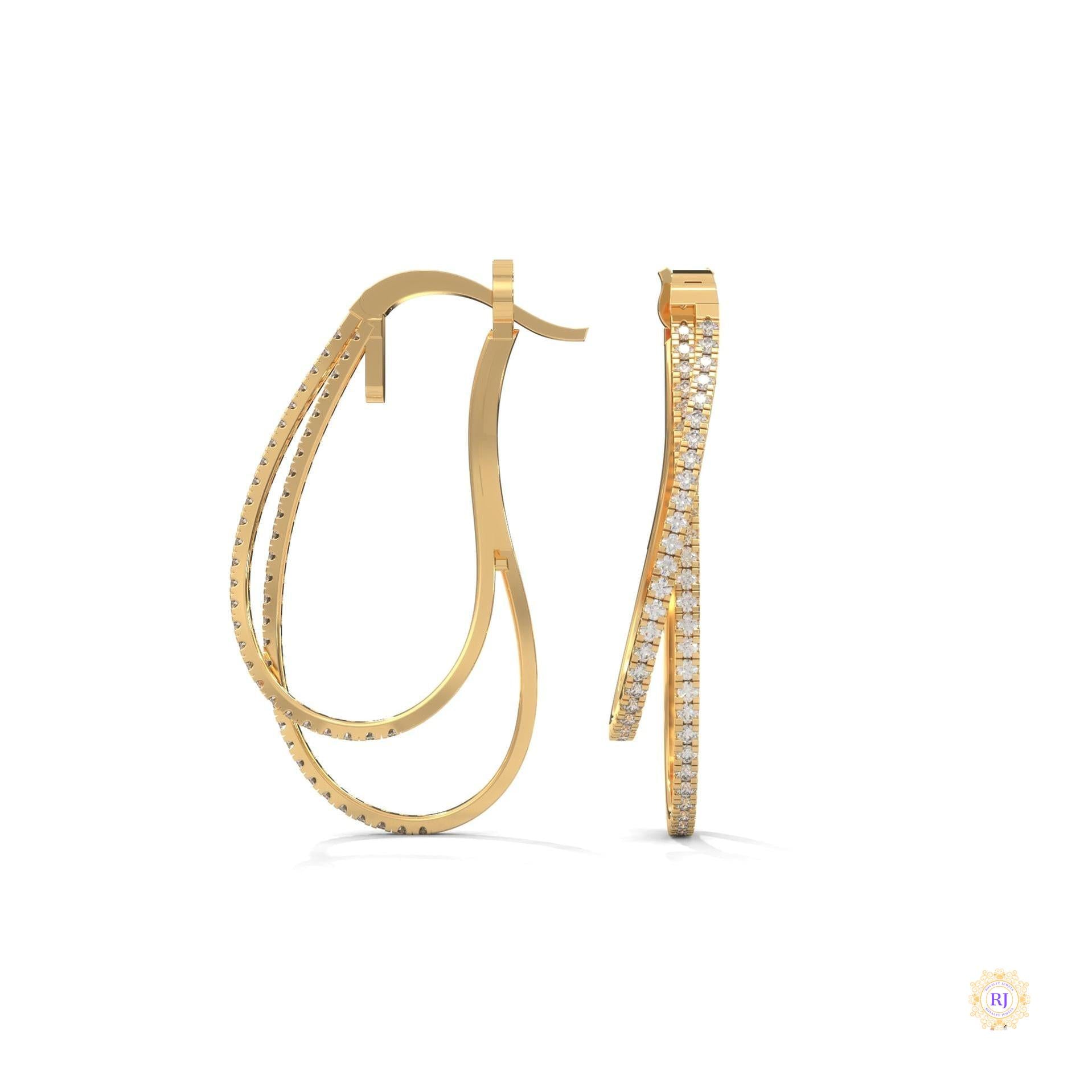0.60 CT. Diamond Double Teardrop Hoop Earrings
