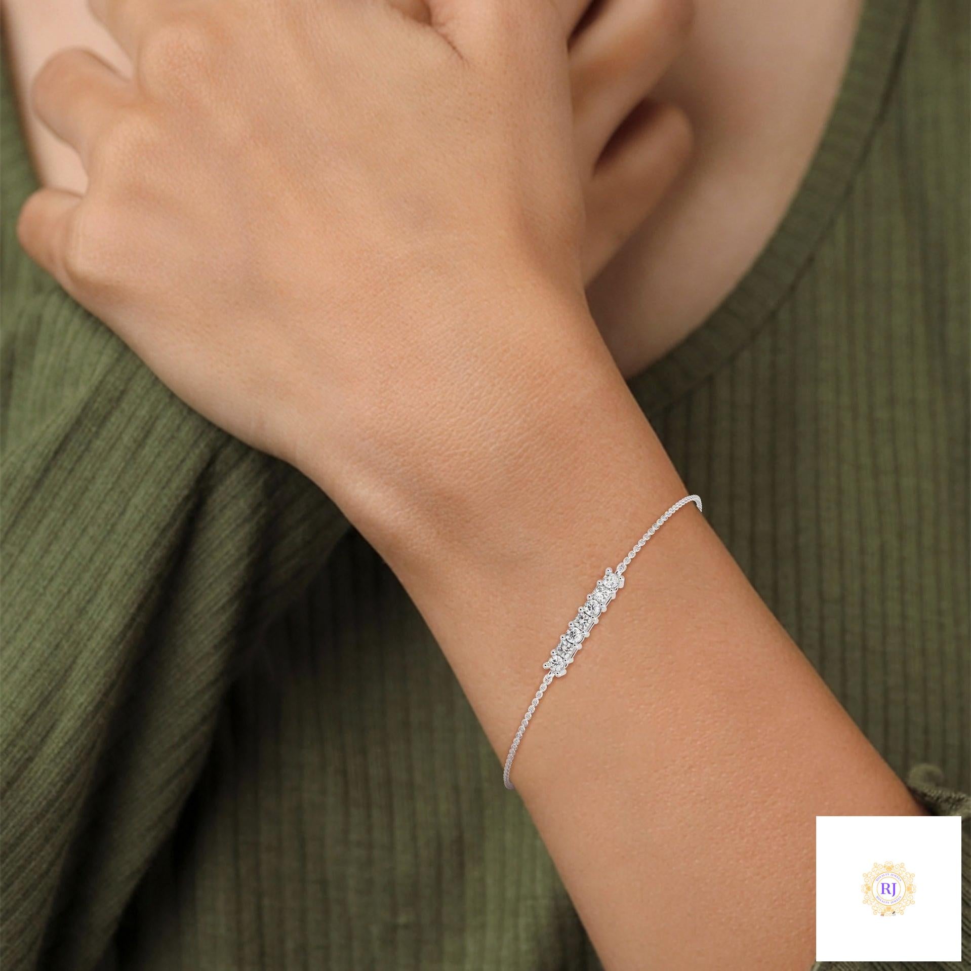 0.60 Ct. Princess Cut Bar Lab Diamond Bracelet