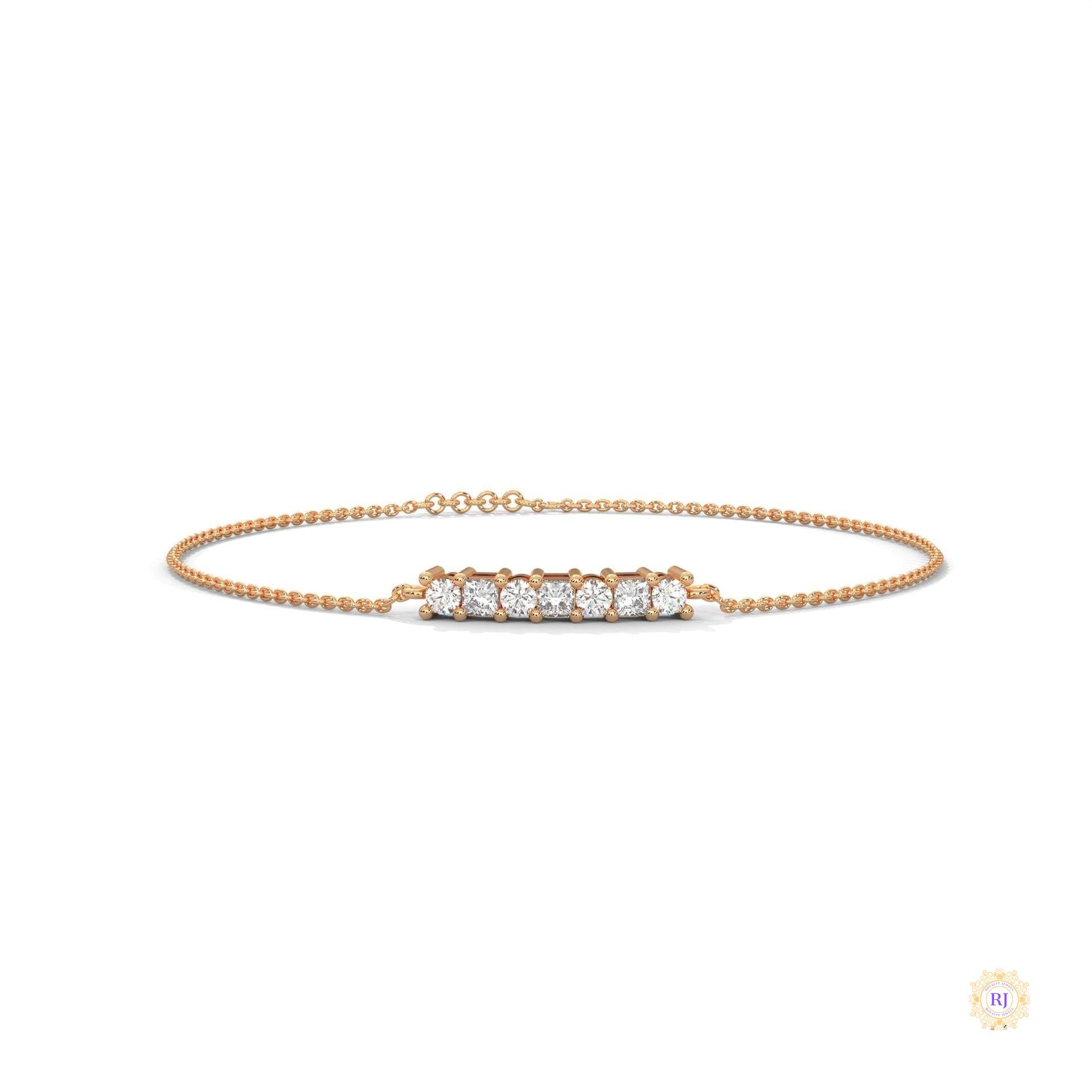 0.60 Ct. Princess Cut Bar Lab Diamond Bracelet