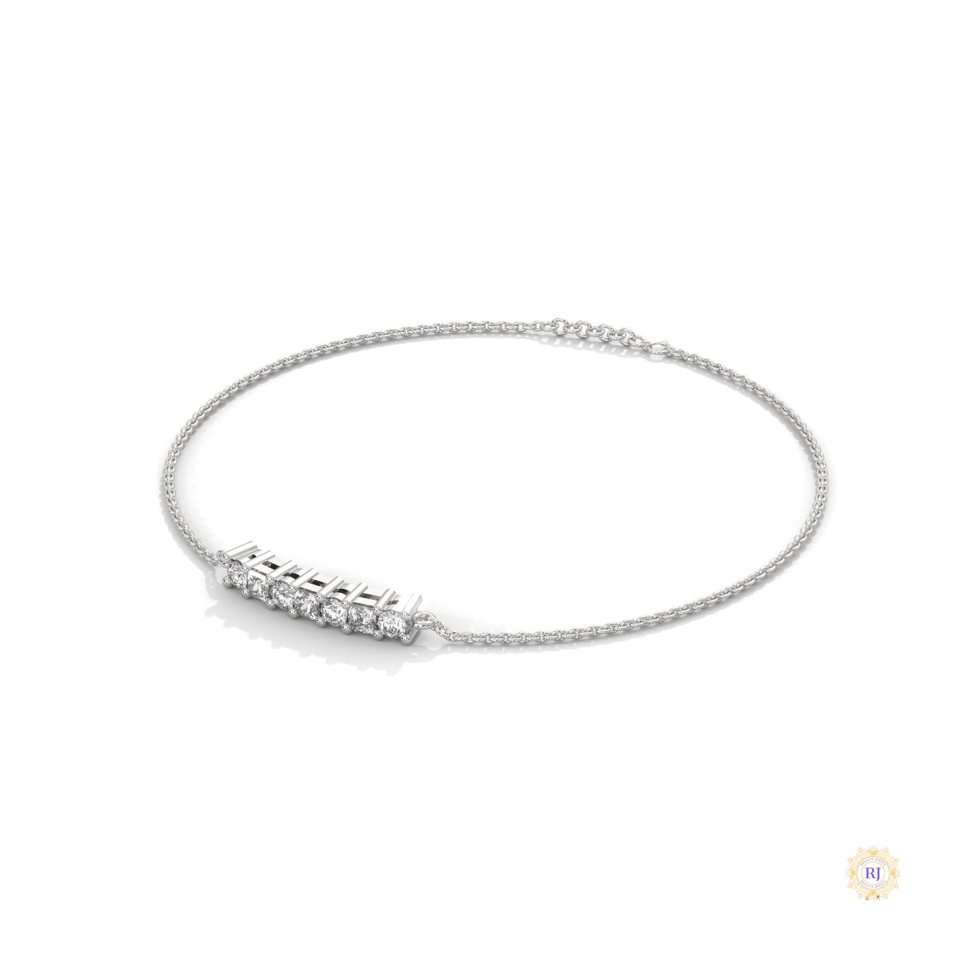 0.60 Ct. Princess Cut Bar Lab Diamond Bracelet