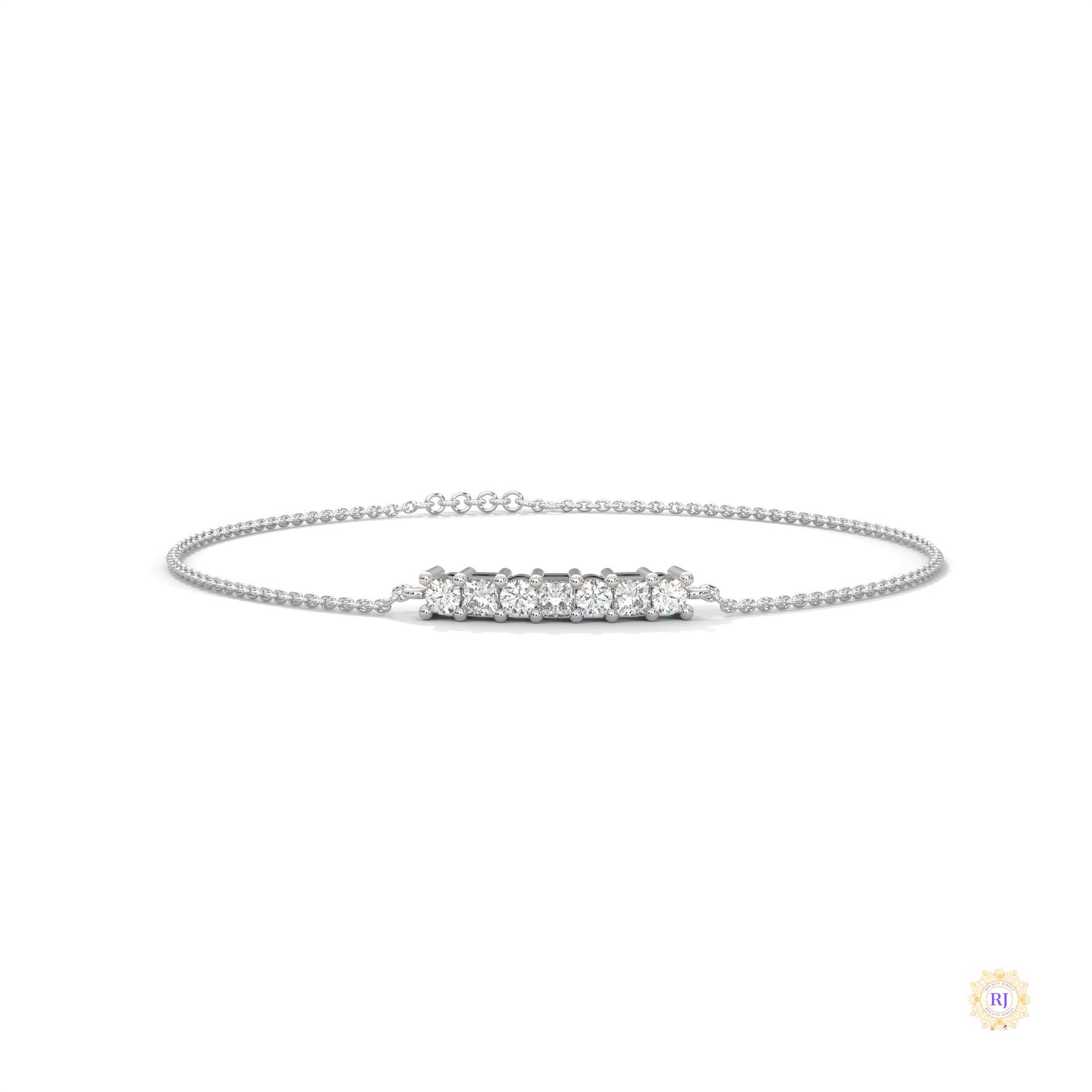 0.60 Ct. Princess Cut Bar Lab Diamond Bracelet